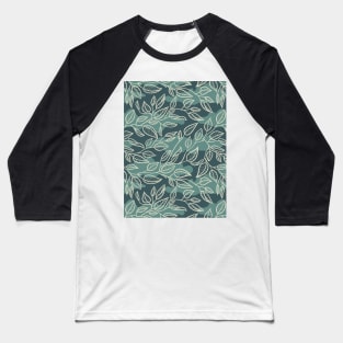 Minimalist Leaf Line Art Illustration as a Seamless Surface Pattern Design Baseball T-Shirt